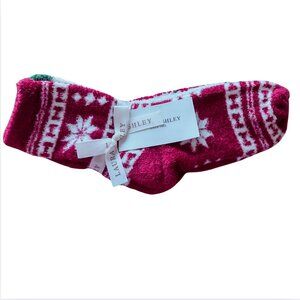 Laura Ashley Christmas Women's Socks 3 Pr.  Bows, Green, Plaid Slipper S…